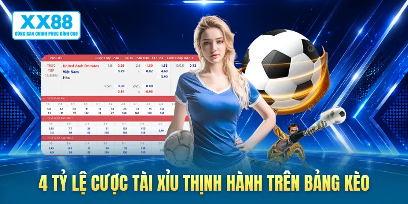 4 tỷ lệ cược tài xỉu thịnh hành trên bảng kèo